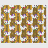 ウィングユニコーン金ゴールドクリスマス ラッピングペーパー (フラット)