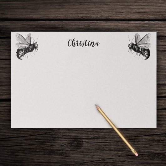 ウィング上の2つの大きなゴシック様式のハチの白黒スカル ペーパーパッド