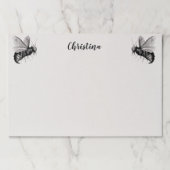 ウィング上の2つの大きなゴシック様式のハチの白黒スカル ペーパーパッド (正面)