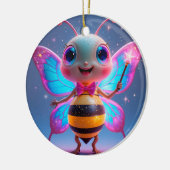 ウィング付き明るい魔法のビーきらめくキャラクター セラミックオーナメント (左)