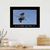 ウィング！ブルー飛んでいるヘロンやる気を起こさせるポスター ポスター (キッチン)