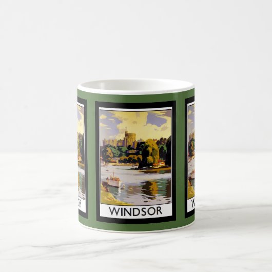 ウィンザーキャッスルヴィンテージ旅行ポスター コーヒーマグカップ (中央)