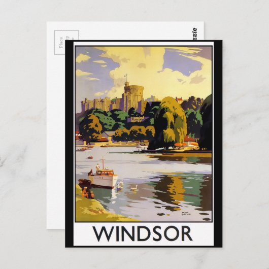 ウィンザーキャッスルヴィンテージ旅行ポスター ポストカード (正面/裏面)