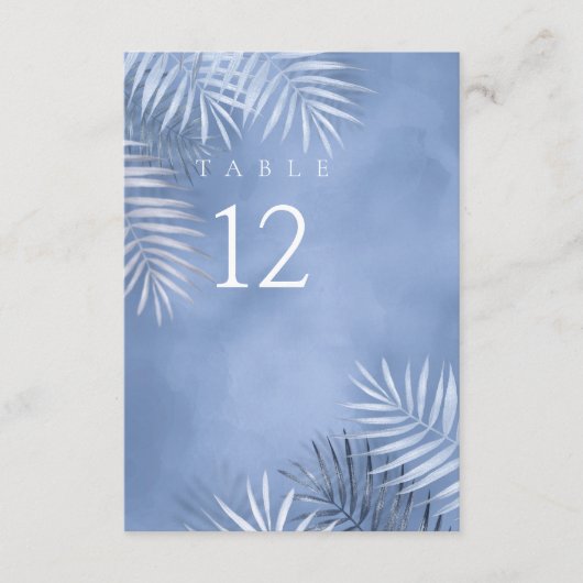 ウィンザーブルー ID956 ラッシュパームリーフウェディングテーブルNo. 招待状 (正面)