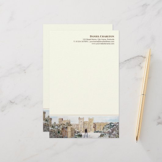 ウィンザー城の冬の絵入り便箋 便箋 (正面/裏面インサイチュ)