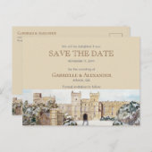 ウィンザー城の結婚式で冬の日付を保存 案内ポストカード (正面/裏面)