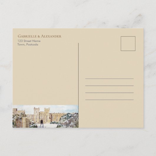 ウィンザー城の結婚式で冬の日付を保存 案内ポストカード (裏面)
