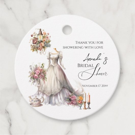 ウィンシカルなビクトリアンウェディングドレス ブライダルシャワー フェイバータグ (正面)