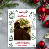 ウィンシカルなレトロクリスマス アーチ写真ホリデーカード 招待状