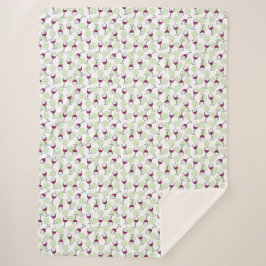 ウィンシックレッドワイングラスイラストレーションパターン シェルパブランケット