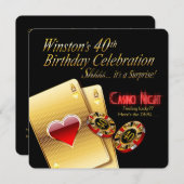 ウィンストンの40thバースデーベガスカジノナイトパーティー 招待状 (正面/裏面)