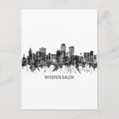 ウィンストンサレムノースカロライナのスカイラインBW シーズンポストカード (正面)