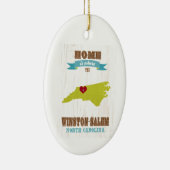 ウィンストンセーレム、ノースカロライナの地図-どこであります家 セラミックオーナメント (右)