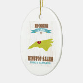 ウィンストンセーレム、ノースカロライナの地図-どこであります家 セラミックオーナメント (左)