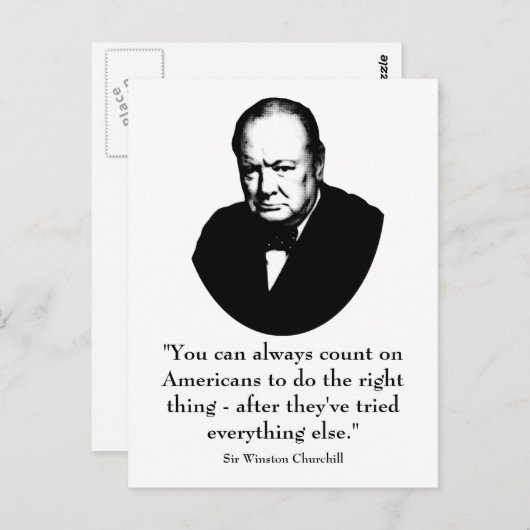 ウィンストンチャーチルとおもしろい引用文 ポストカード (正面/裏面)