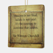 ウィンストンチャーチル引用文；成功ヴィンテージ熟成ウッド セラミックオーナメント (左)