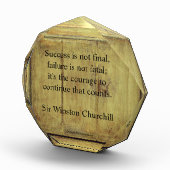 ウィンストンチャーチル引用文；成功ヴィンテージ熟成ウッド フォトブロック (右)