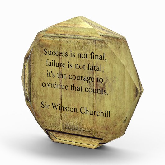 ウィンストンチャーチル引用文；成功ヴィンテージ熟成ウッド フォトブロック (右)