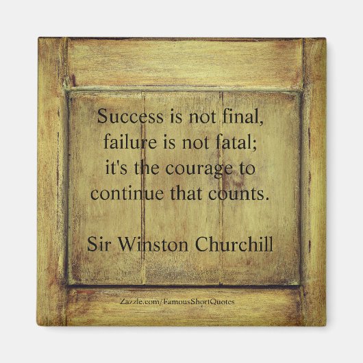 ウィンストンチャーチル引用文；成功ヴィンテージ熟成ウッド マグネット (正面)