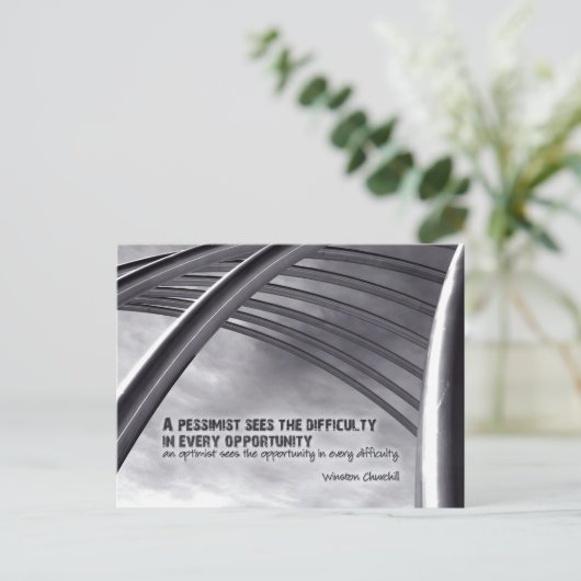 ウィンストンチャーチル感動的引用文機会 ポストカード (スタンド正面)