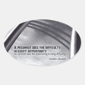 ウィンストンチャーチル感動的引用文機会 楕円形シール (正面)