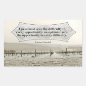 ウィンストンチャーチル感動的引用文機会 長方形シール (正面)