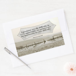 ウィンストンチャーチル感動的引用文機会 長方形シール