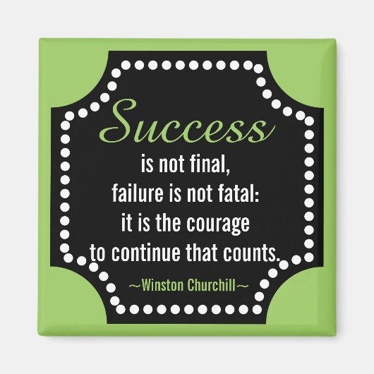 ウィンストンチャーチ前向きル姿勢引用文 マグネット (正面)