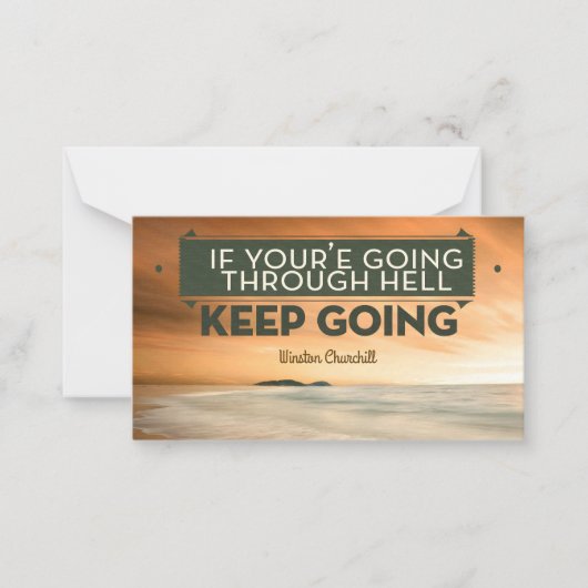 ウィンストンチャーチ感動的ル引用文「保行き中」 ノートカード (正面)