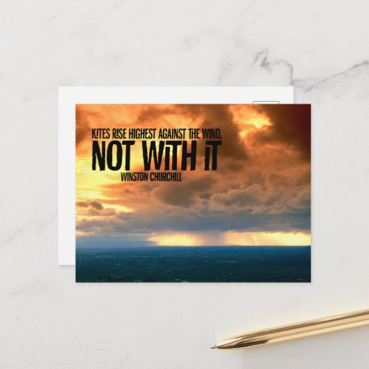 ウィンストンチャーチ感動的ル引用文「凧」 ポストカード (正面/裏面インサイチュ)