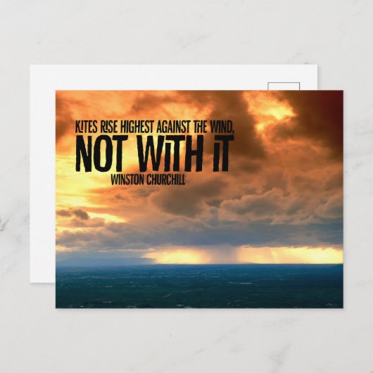 ウィンストンチャーチ感動的ル引用文「凧」 ポストカード (正面/裏面)
