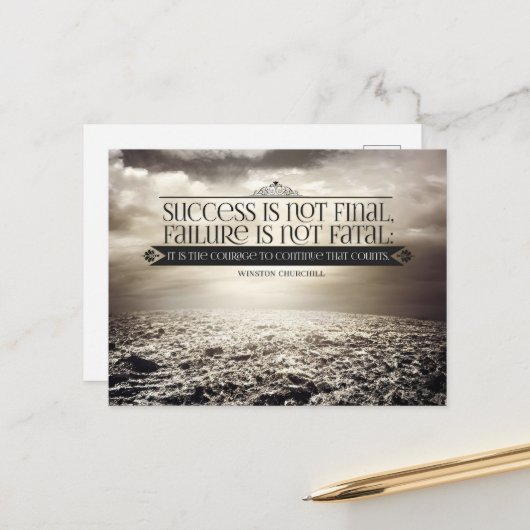 ウィンストンチャーチ感動的ル引用文「勇気」 ポストカード (正面/裏面インサイチュ)