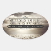 ウィンストンチャーチ感動的ル引用文「勇気」 楕円形シール (正面)