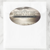 ウィンストンチャーチ感動的ル引用文「勇気」 楕円形シール (バッグ)