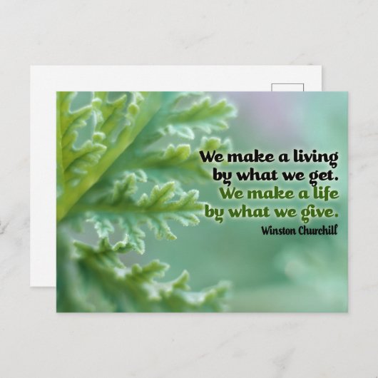 ウィンストンチャーチ感動的ル引用文「A life」 ポストカード (正面/裏面)