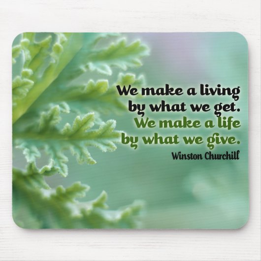 ウィンストンチャーチ感動的ル引用文「A life」 マウスパッド (正面)