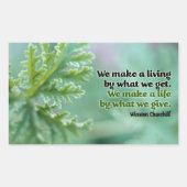 ウィンストンチャーチ感動的ル引用文「A life」 長方形シール (正面)