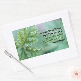 ウィンストンチャーチ感動的ル引用文「A life」 長方形シール