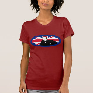 ウィンストン・チャーチルおよび英国国旗のデザイン Tシャツ