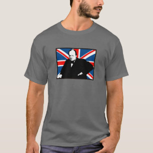 ウィンストン・チャーチルおよび英国国旗 Tシャツ