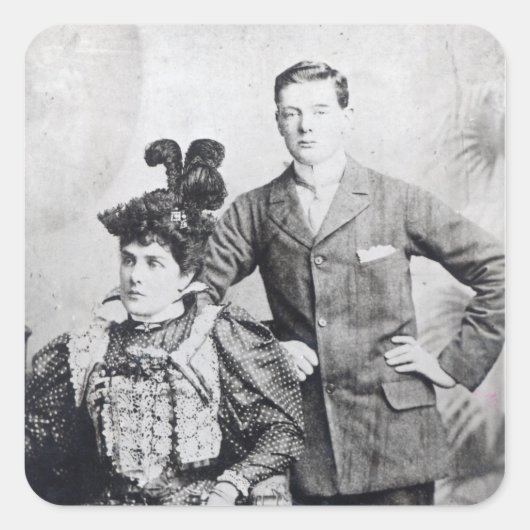 ウィンストン・チャーチルと母親2 スクエアシール (正面)