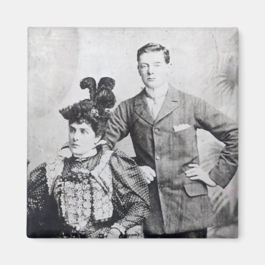 ウィンストン・チャーチルと母親2 マグネット (正面)