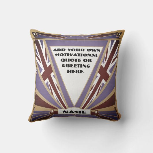 ウィンストン・チャーチルのアールデコの英国国旗個人化して下さい アウトドアクッション (裏面)