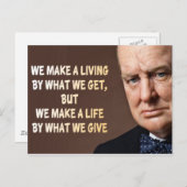 ウィンストン・チャーチル我々は生計を立てる ポストカード (正面/裏面)