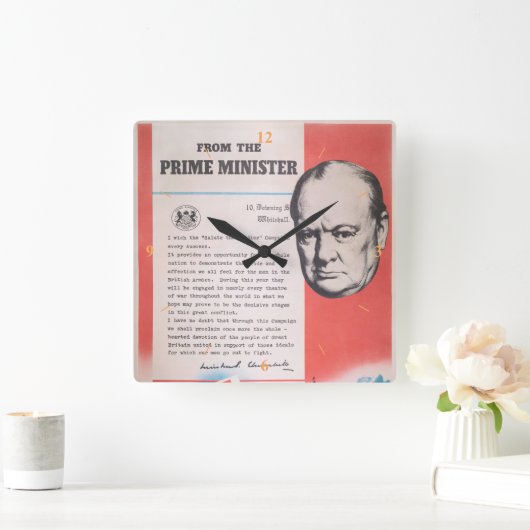 ウィンストン・チャーチル スクエア壁時計 (ホーム)