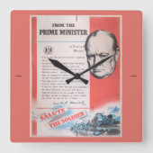 ウィンストン・チャーチル、戦時中に再版されたポスター。 スクエア壁時計 (正面)