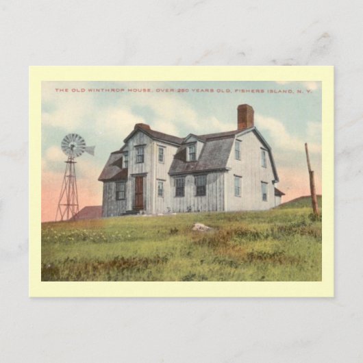ウィンスロップハウス、フィッシャーズ島、ニューヨークヴィンテージ ポストカード (正面)