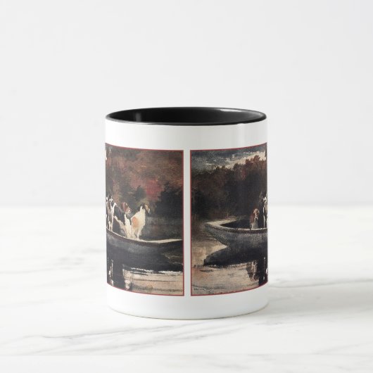 ウィンスローホーマーからボートに乗った犬たち マグカップ (中央)