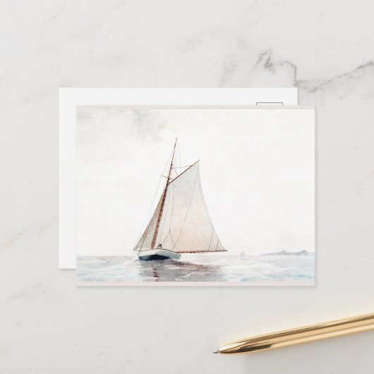ウィンスローホーマーによるグロスターセーリングオフ シーズンポストカード (正面/裏面インサイチュ)