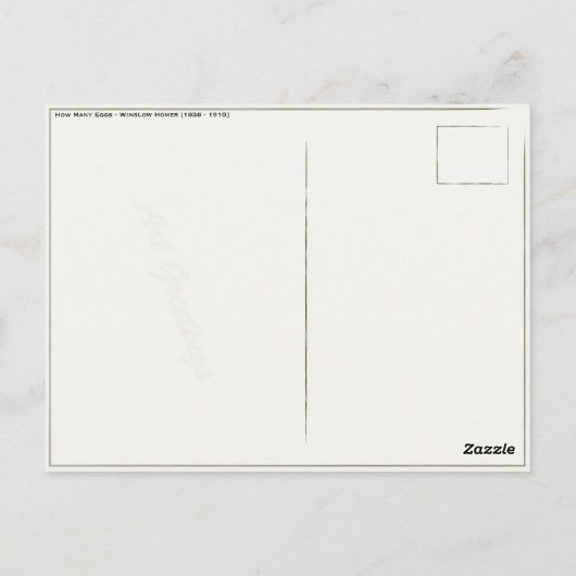 ウィンスローホーマー付きハガキ絵画ー ポストカード (裏面)